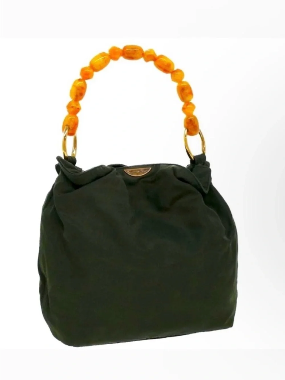 Dior Maris; Vintage;Green and Orange Beaded Bag - Picture 4 of 6